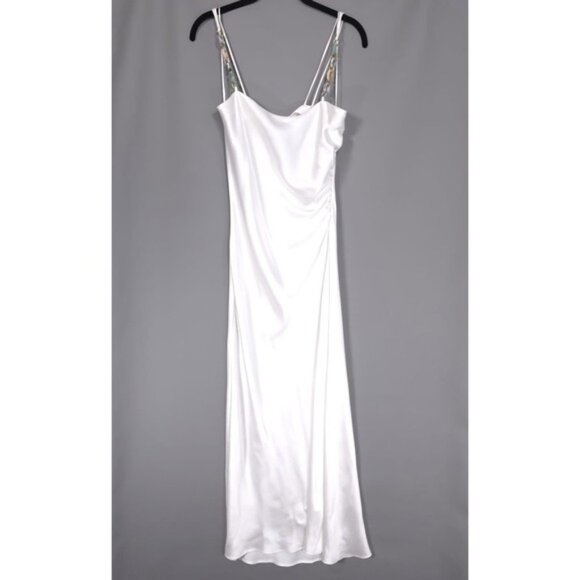 Zara Dresses & Skirts - ZARA Women's Dress LARGE Multicolor Chain Strap Satin White Midi Maxi 7756/362